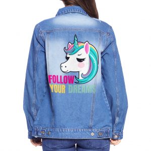 Follow Your Dreams Women's Casual Denim Jacket - Unicorn Apparel - Women's Unicorn Clothing