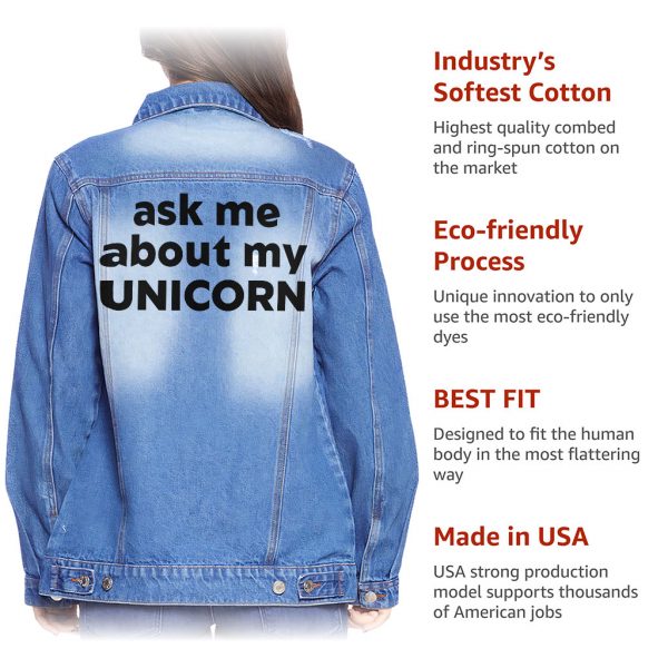 Ask Me About My Unicorn Women's Casual Denim Jacket - Ask Me About My Clothing - Funny Clothing - Image 6