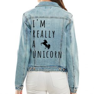 I'm Really a Unicorn Ladies' Casual Denim Jacket - Funny Clothing - Funny Unicorn Apparel