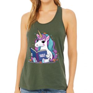 Believe in Yourself Women's Racerback Tank - Unicorn Bday Gift Ideas - Magical Gift Ideas
